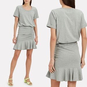 Veronica Beard Light Heather Gray Ruched Tee Mini Dress